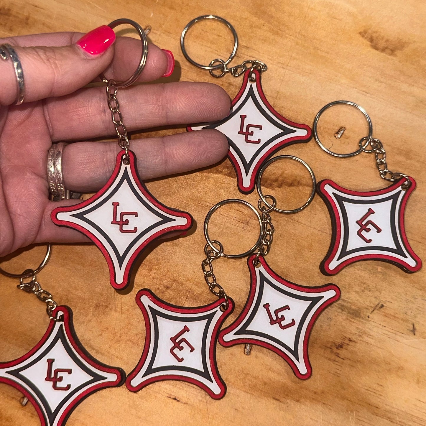 Lc diamond wood keychains