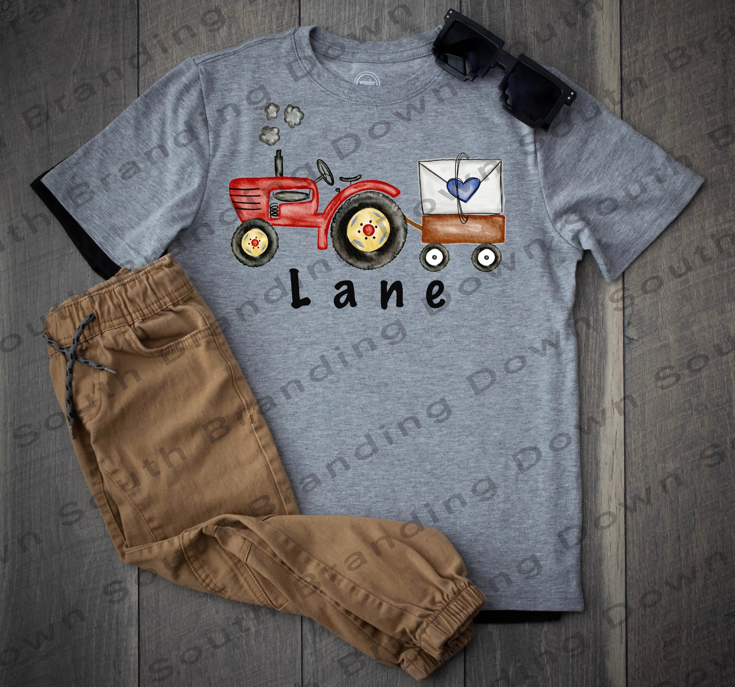 Red valentines tractor shirt