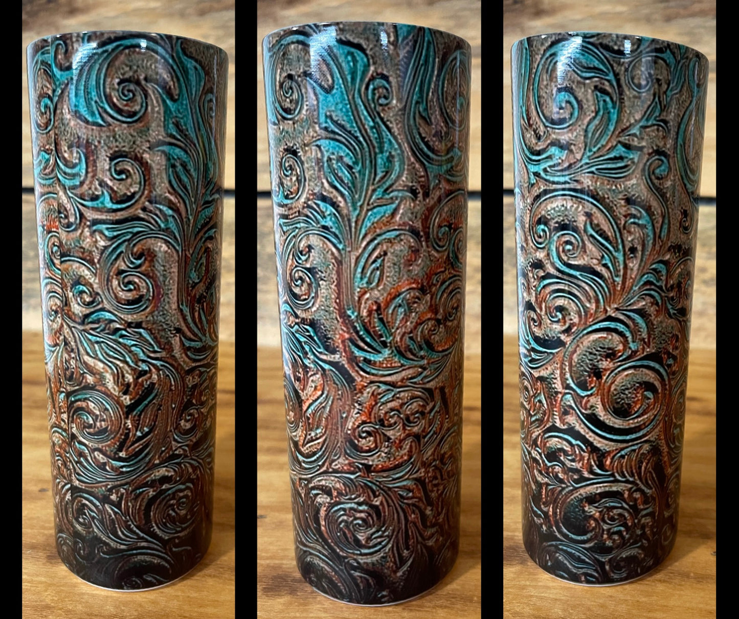 Engraved Turquoise Leather