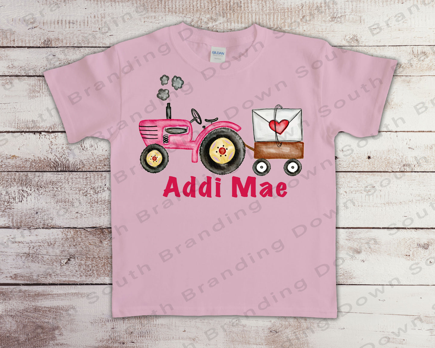 Pink valentines tractor shirt