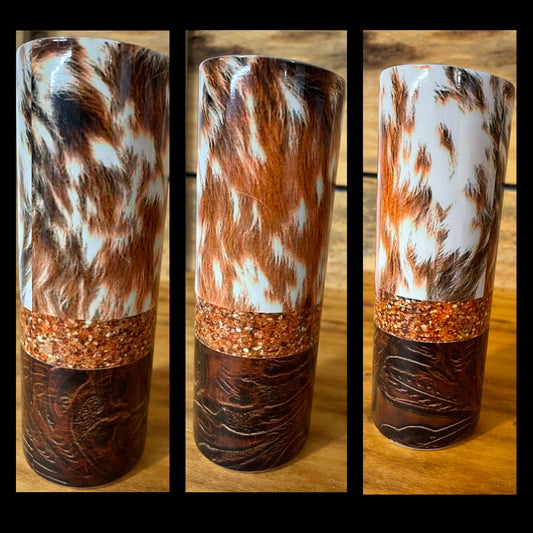 Cow and leather 20 oz tumbler